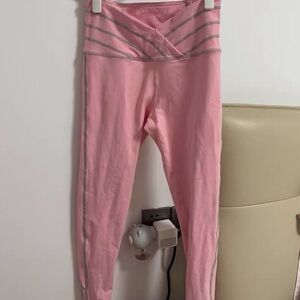 Chic Pink Women's Leggings with Striped Details